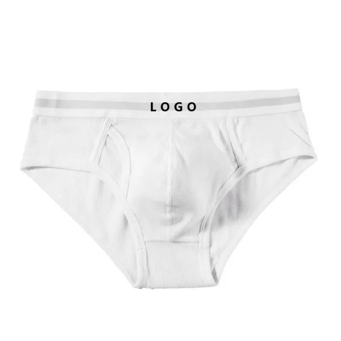 Custom Men's Sexy Ribbed Cotton Fly Pouch Brief Underwear Supplier