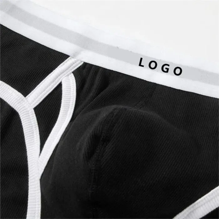 Custom Men's Sexy Ribbed Cotton Fly Pouch Brief Underwear Supplier - Image 3