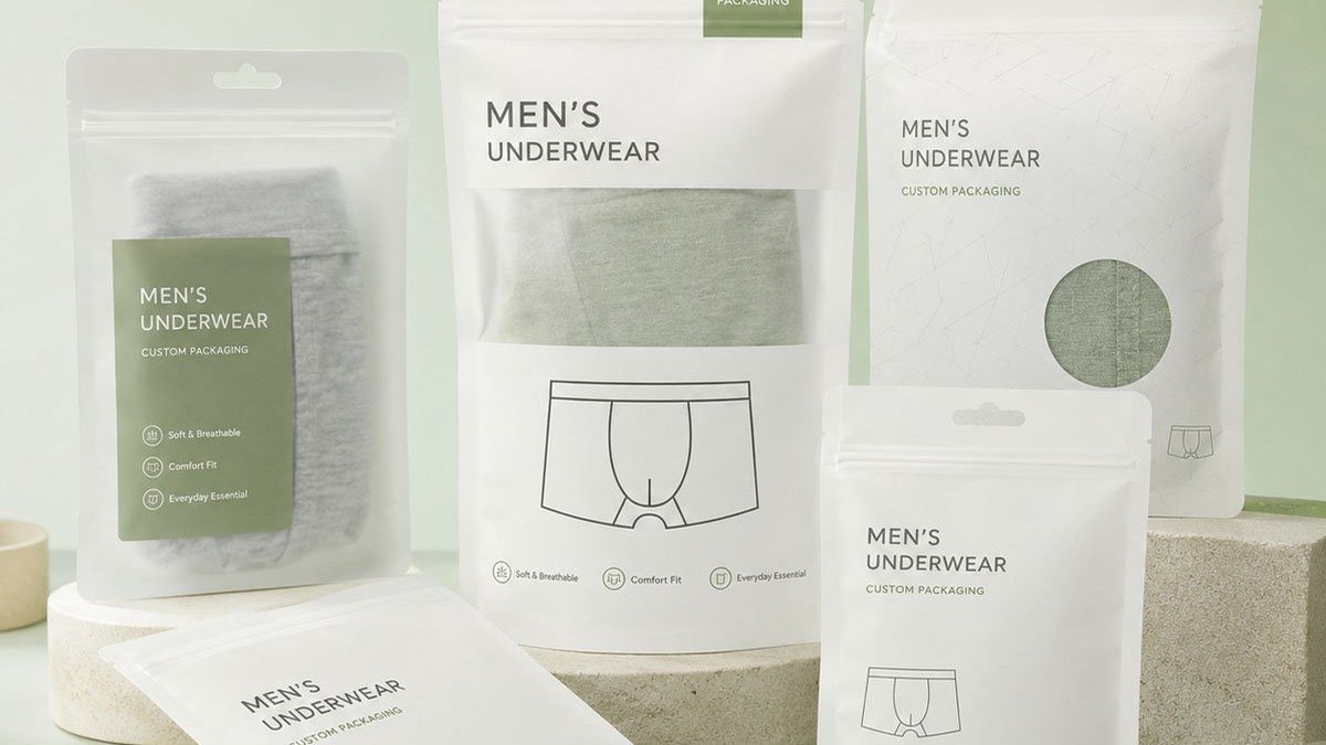 Private label men's underwear packaging formats